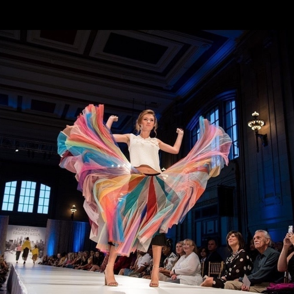 Rainbow Layered Tulle Midi Skirt - Colorful Women’s Skirt